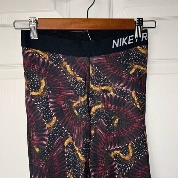 Nike Pro Dri-Fit Multi Color Bird Print Athletic Gym Yoga Leggings Size Small - Picture 6 of 11